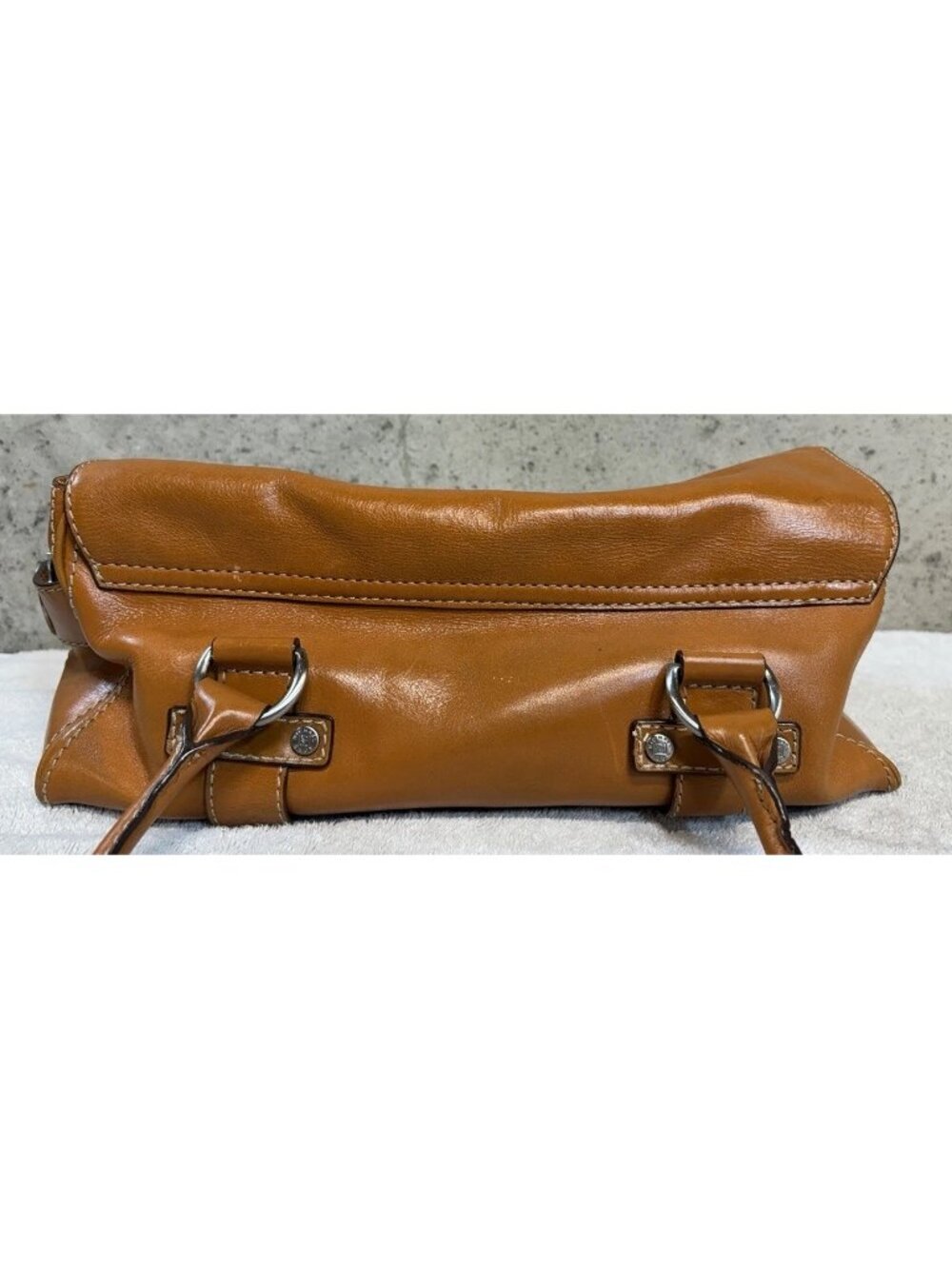 Michael Kors Vintage Astor Cognac Brown Leather Satchel Belted Handbag Purse Y2K - Picture 3 of 12